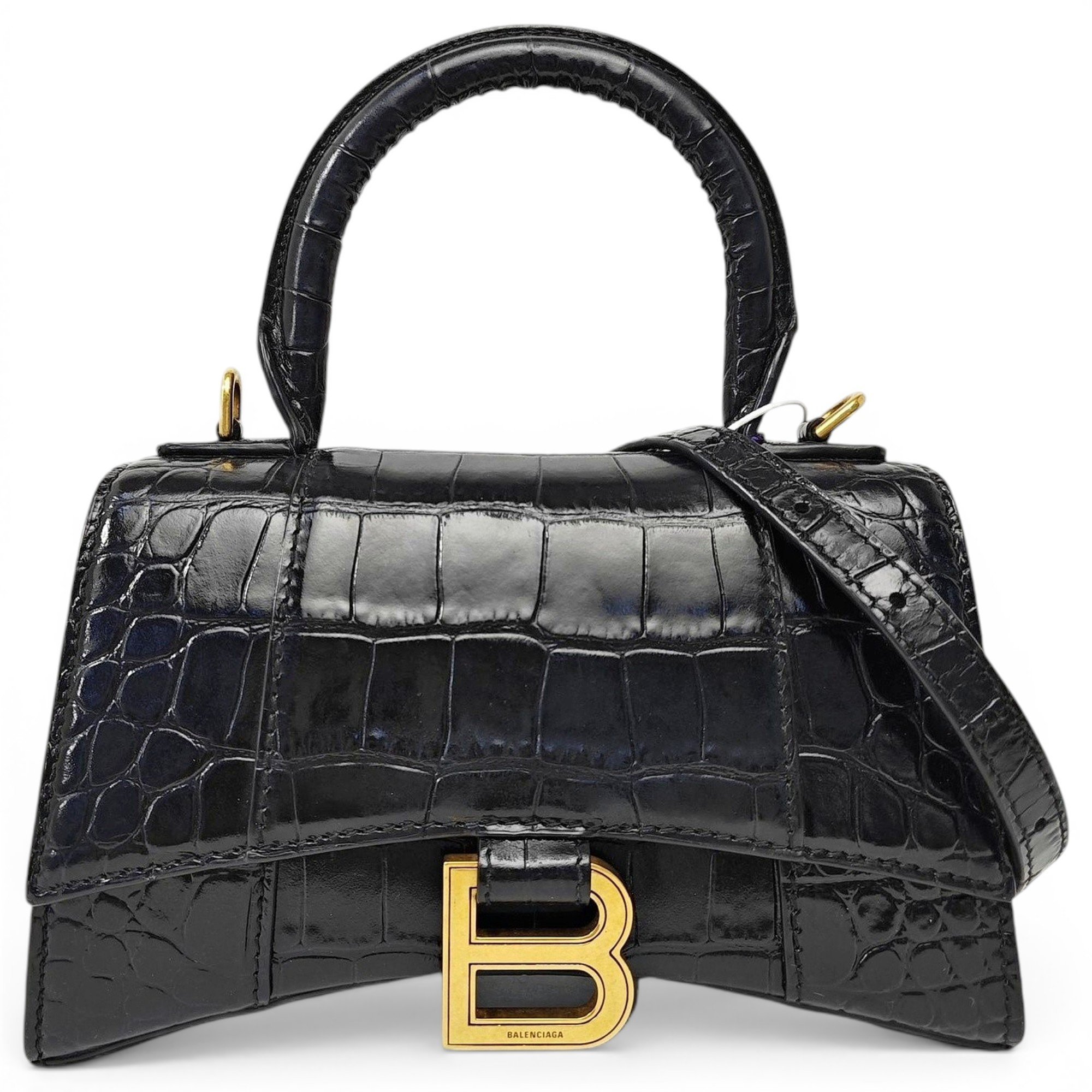 Hourglass leather handbag