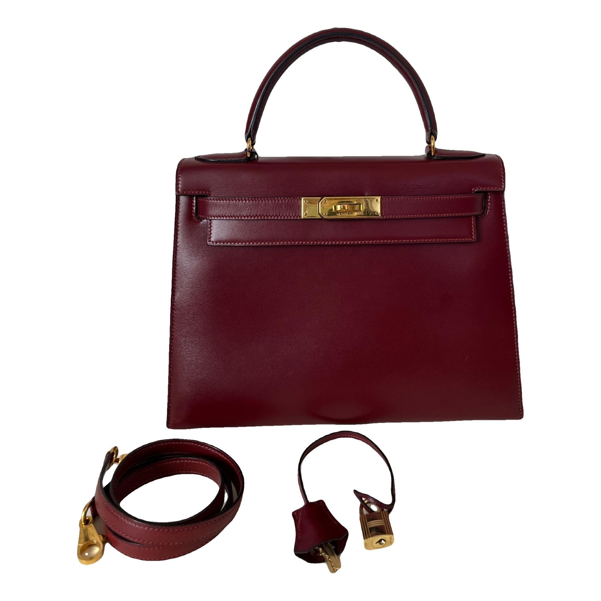 Hermes Kelly 28 Handbag Box Calf Leather