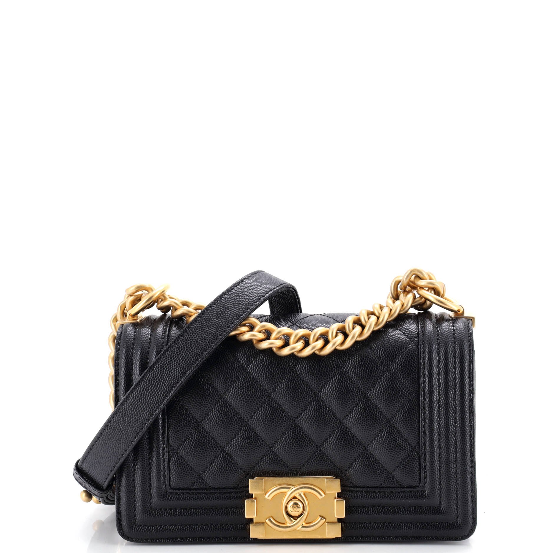 Boy Flap Bag Quilted Caviar Small