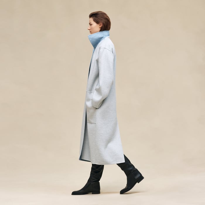 Bleu Long Cashmere Coat