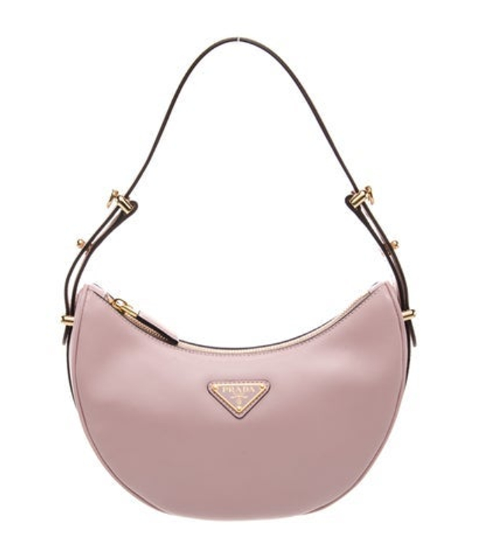 Prada Enameled Metal Triangle Arque Shoulder Bag Glicine
