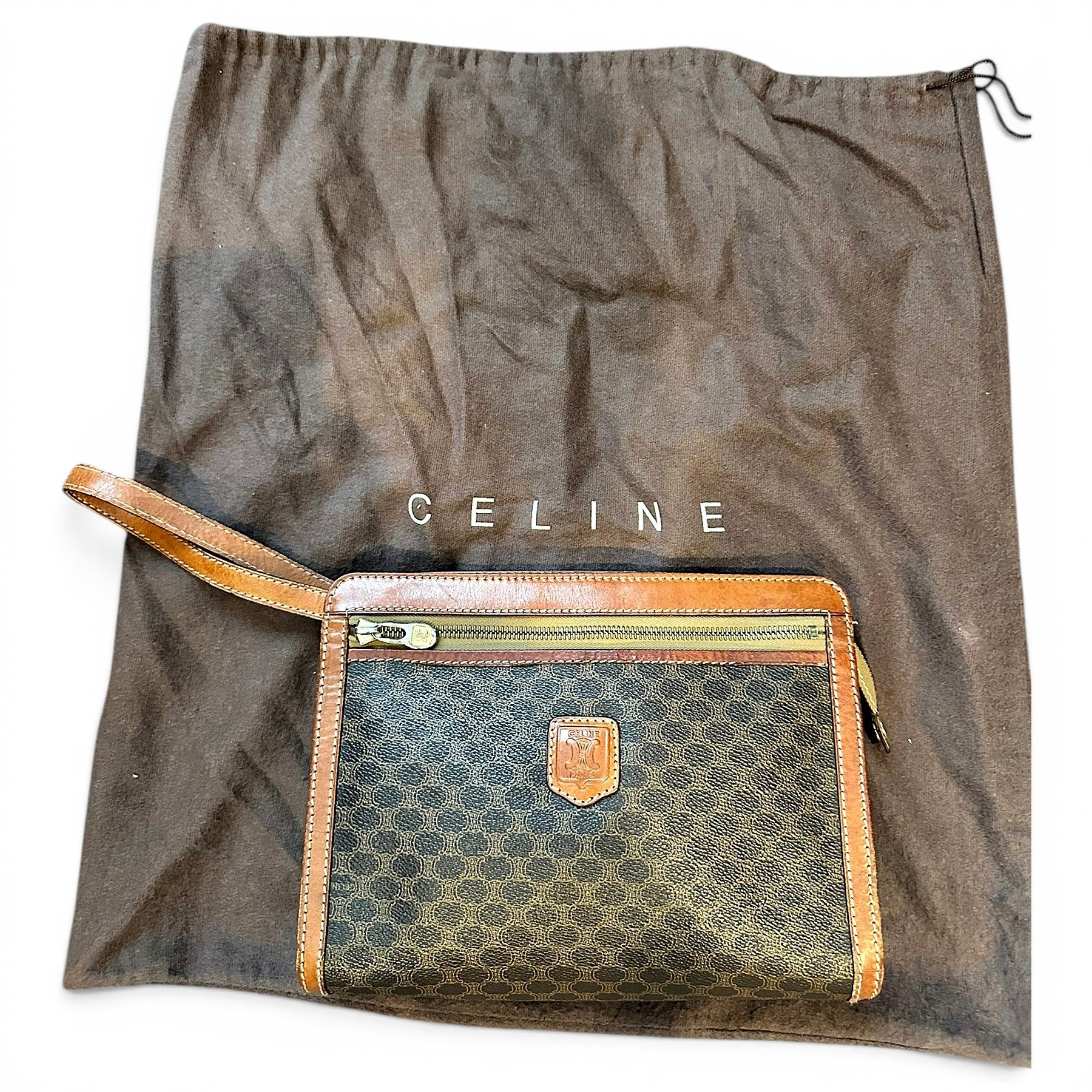 Triomphe Vintage leather clutch bag