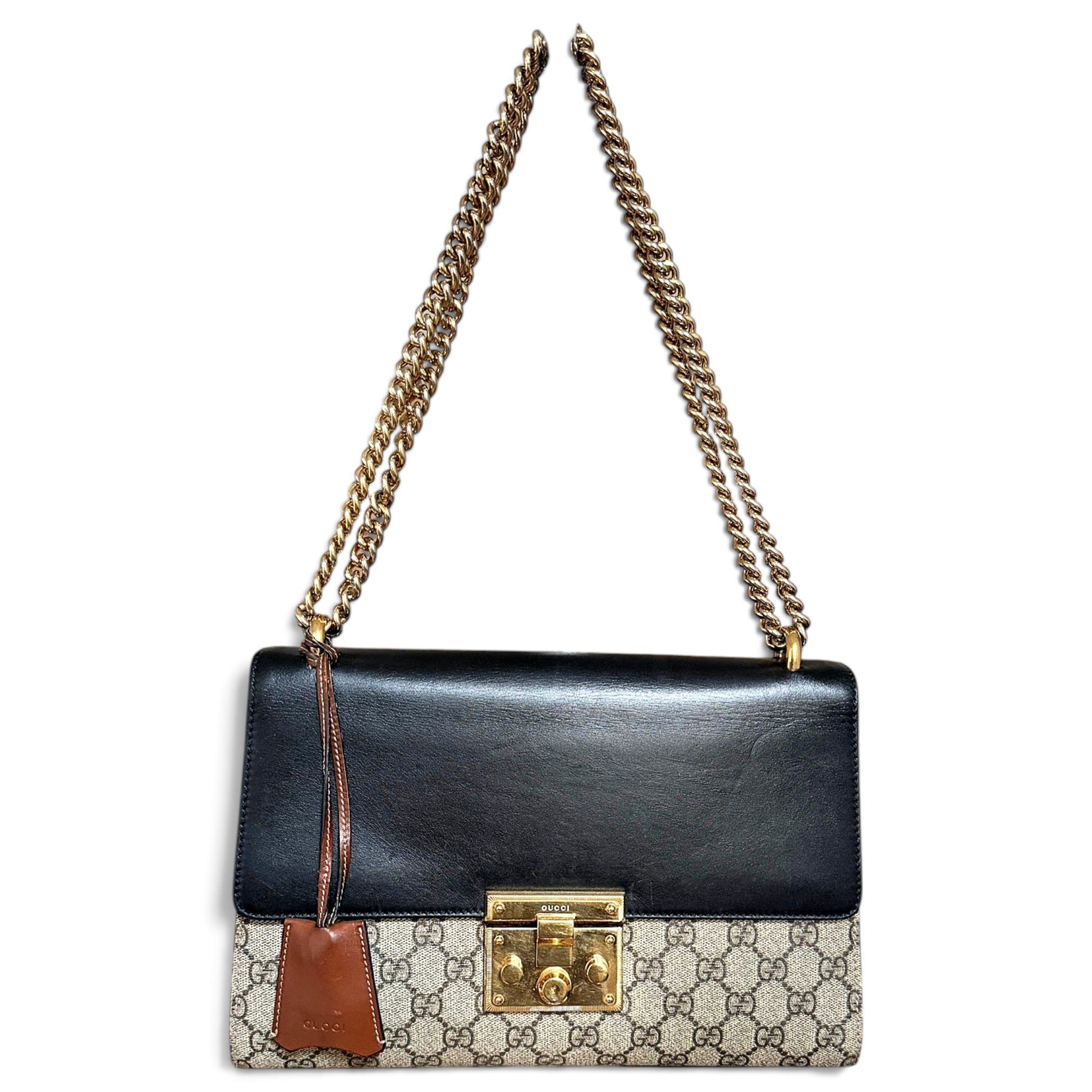 Padlock leather handbag