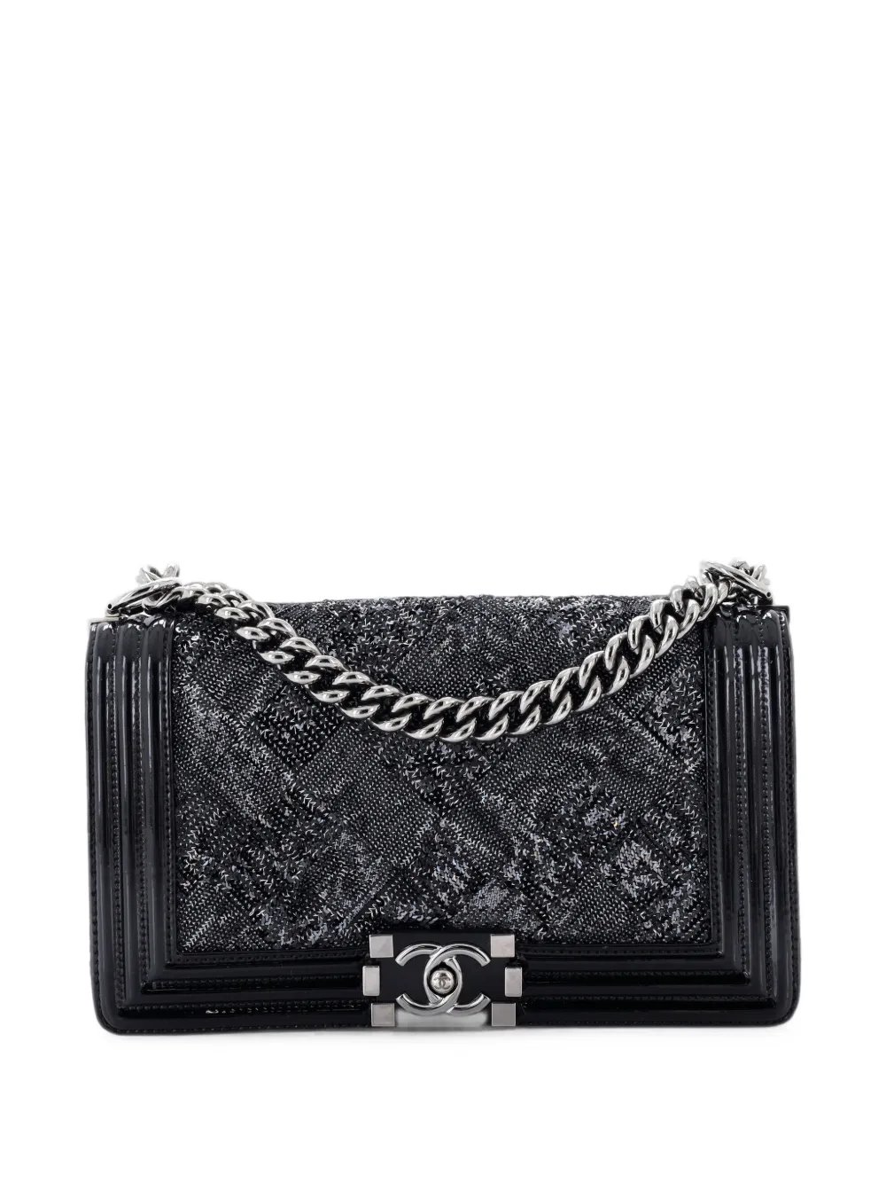 Boy Flap Bag Sequin with Patent Old Medium shoulder bag