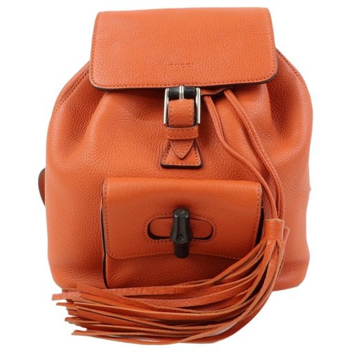 Bamboo Tassel leather backpack