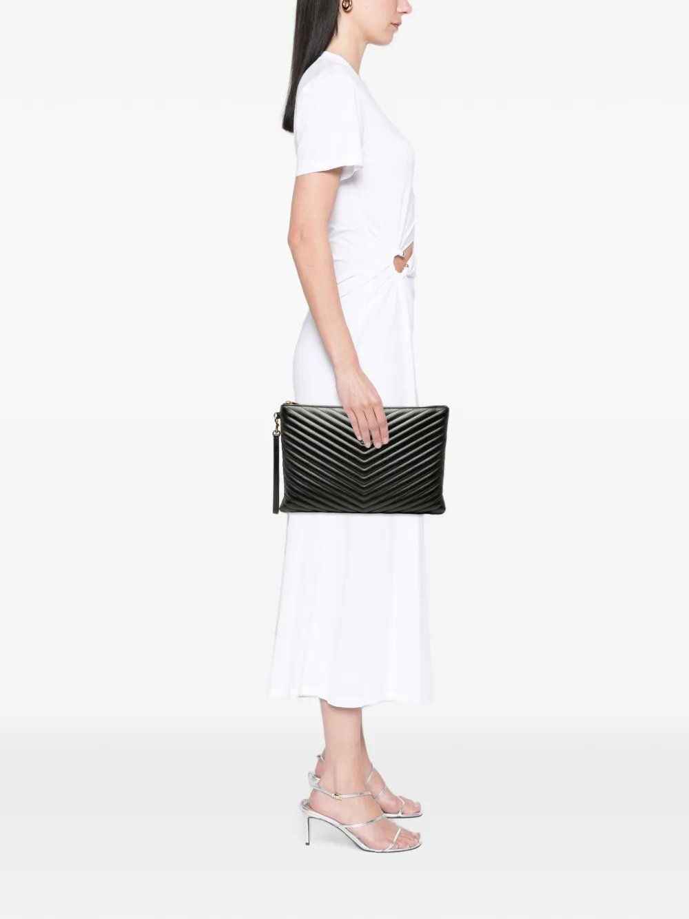 2019 Chevron Calfskin Cassandre Document Holder clutch bag