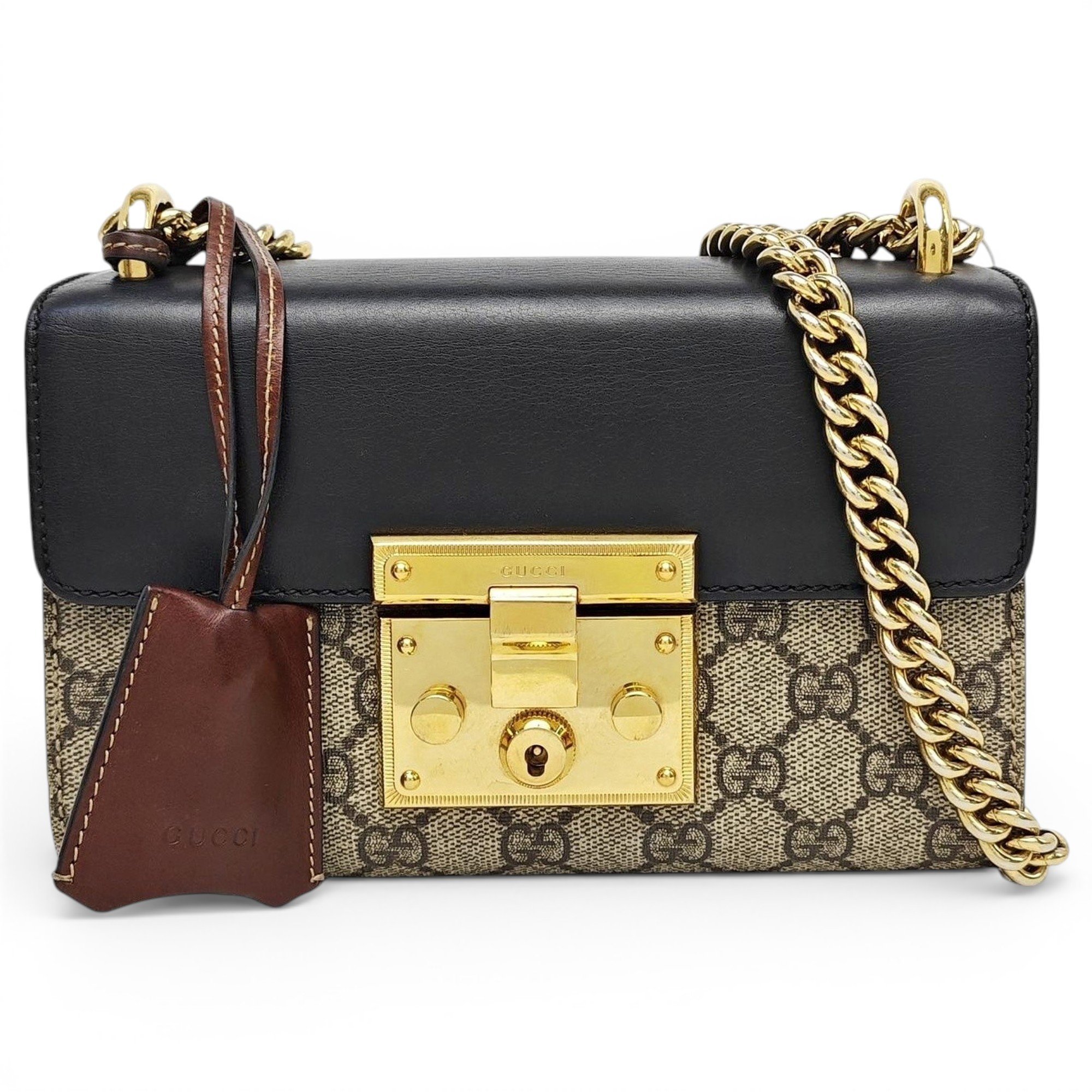 Padlock leather handbag