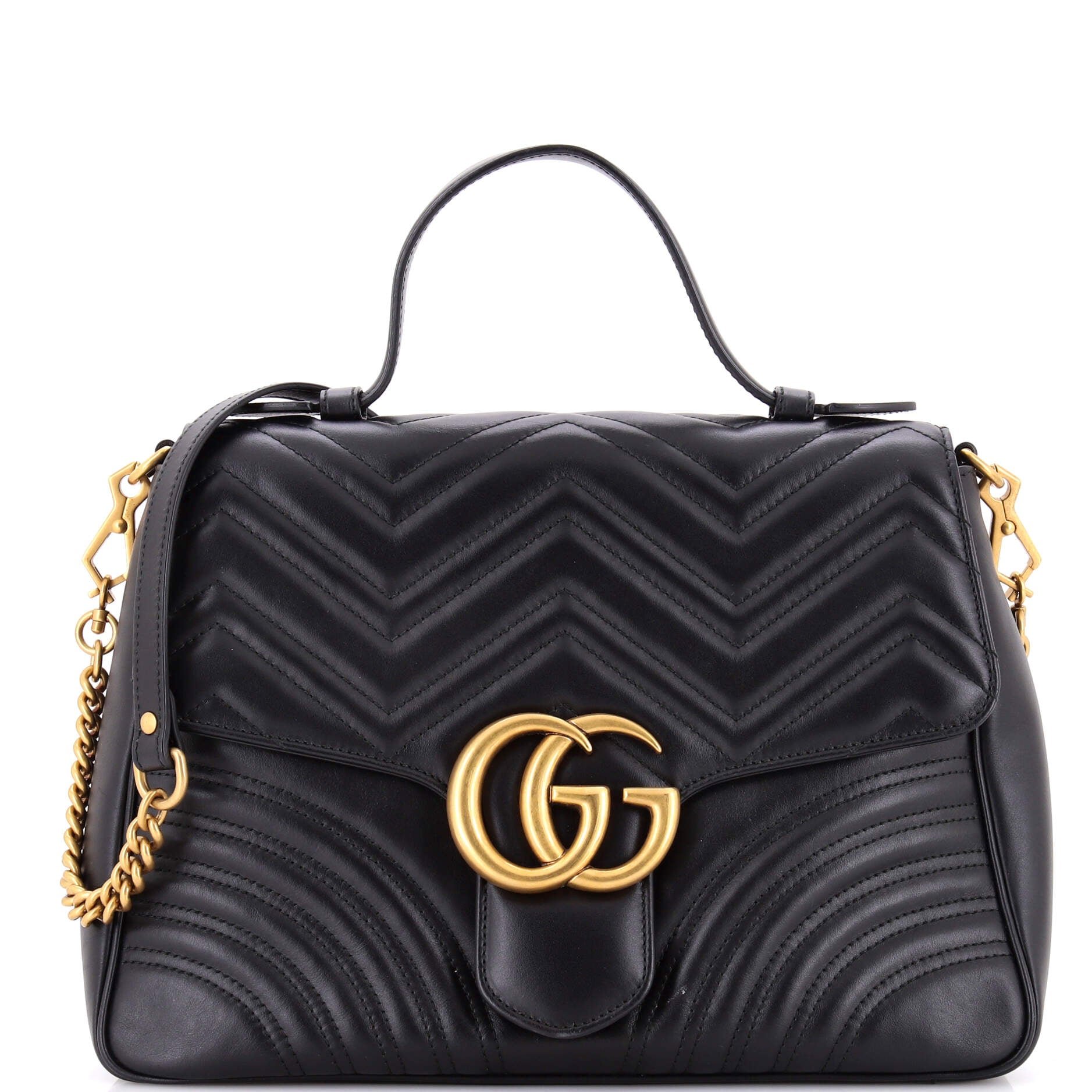 GG Marmont Top Handle Flap Bag Matelasse Leather Medium