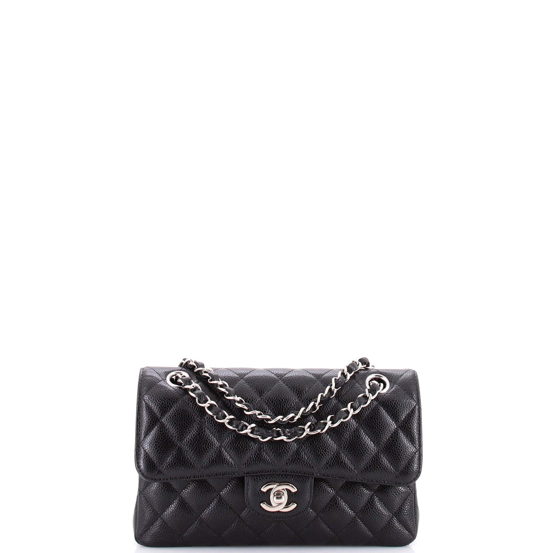 Classic Double Flap Bag Quilted Caviar Small