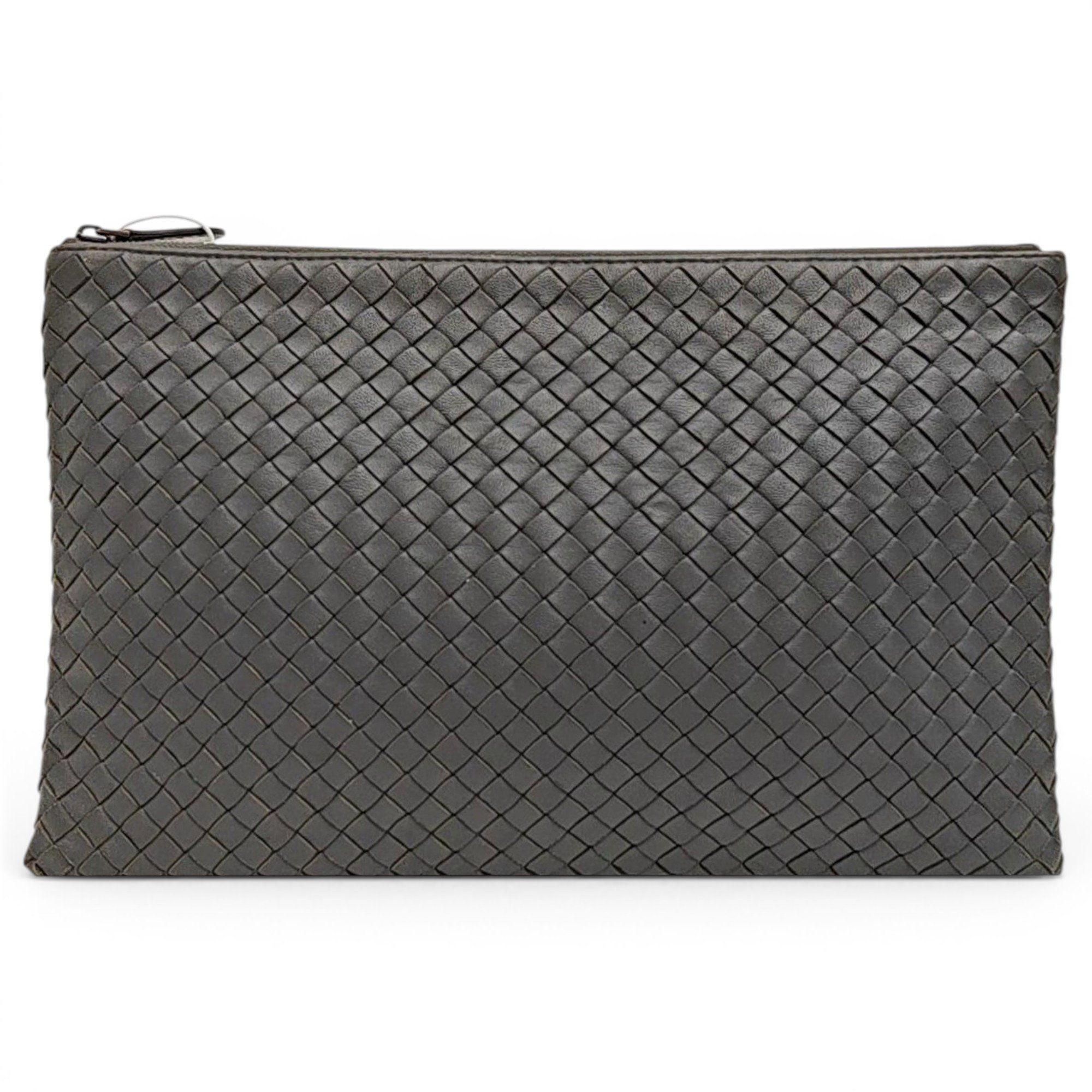 Snap leather clutch bag