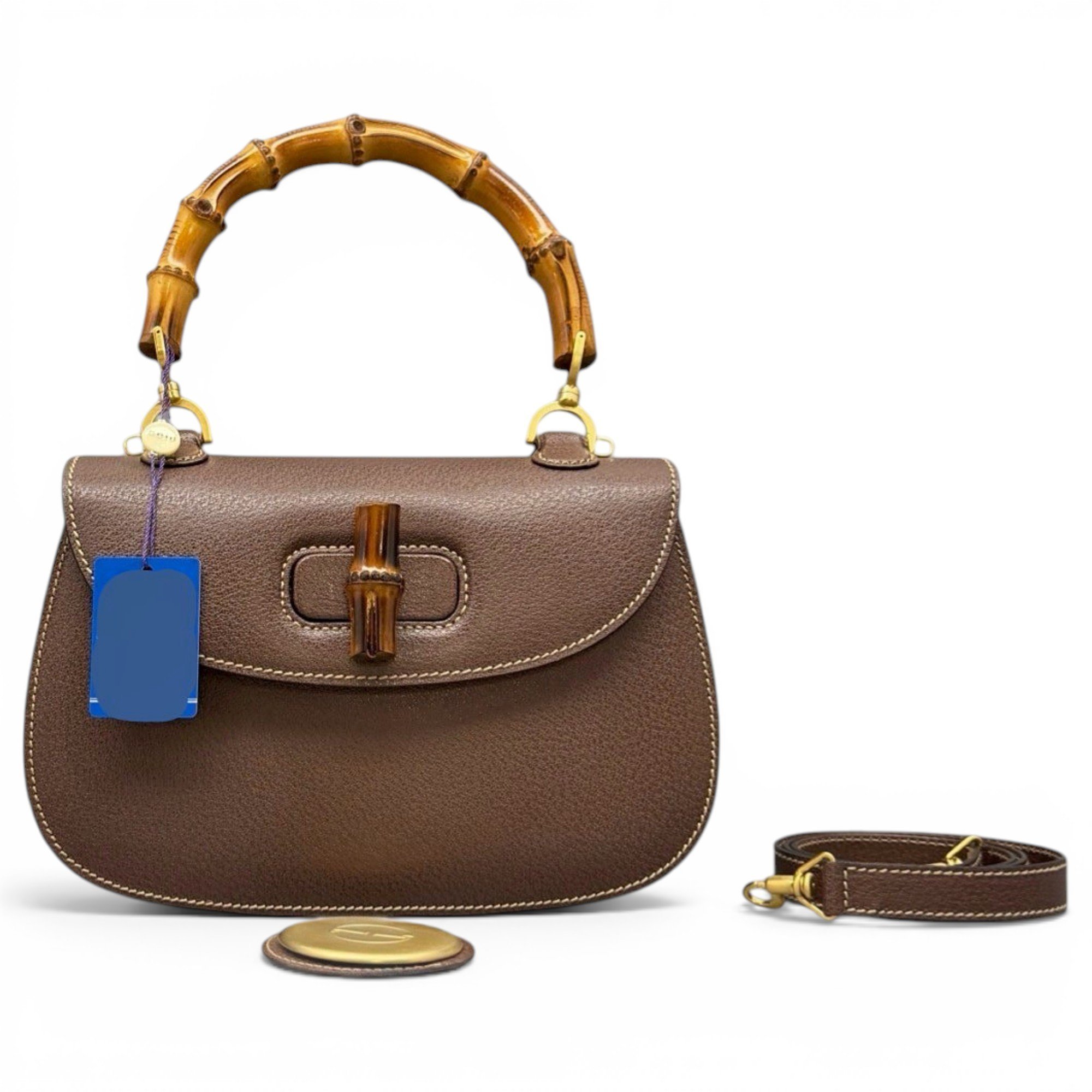 Convertible Bamboo Top Handle leather handbag