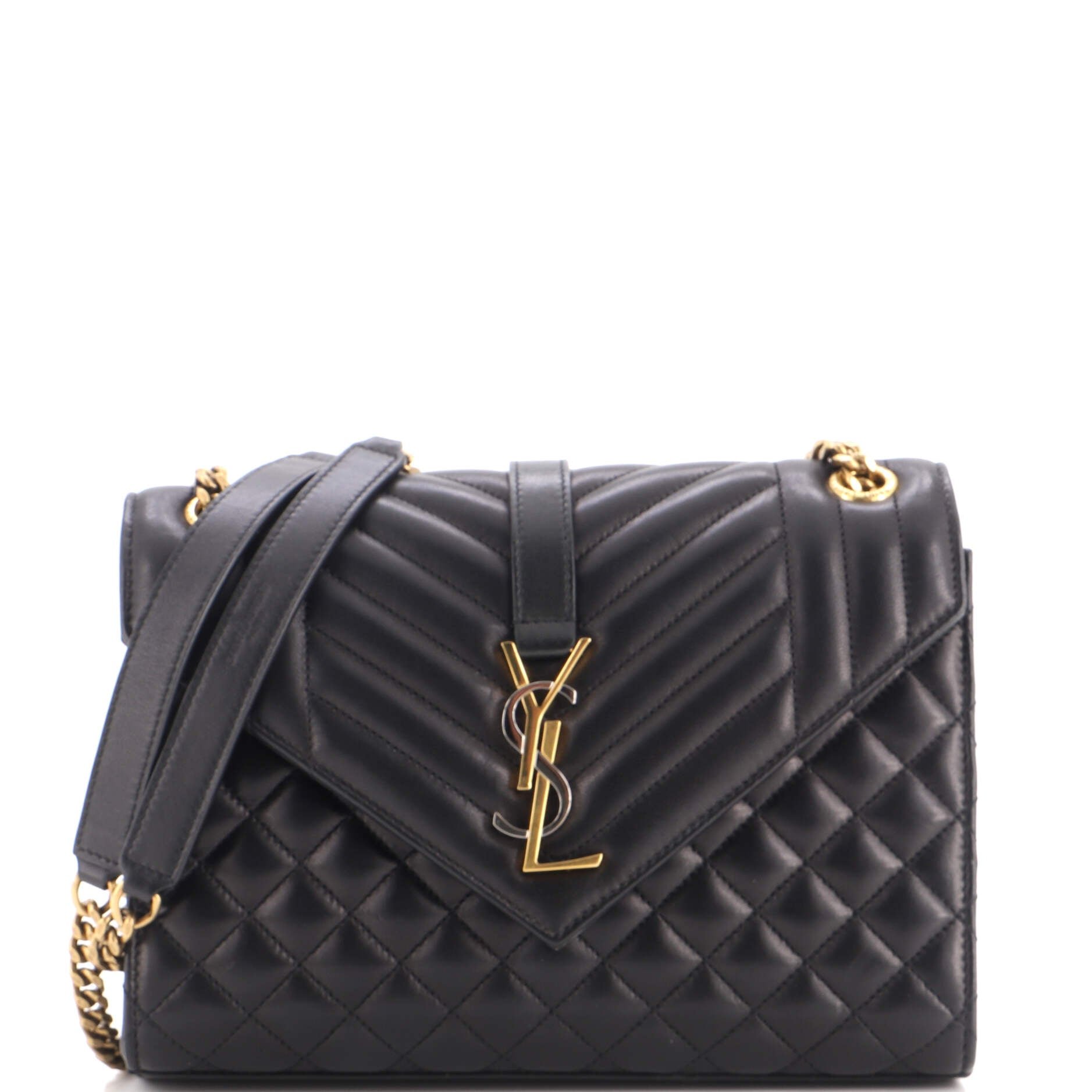 Classic Monogram Envelope Satchel Mixed Matelasse Leather Medium