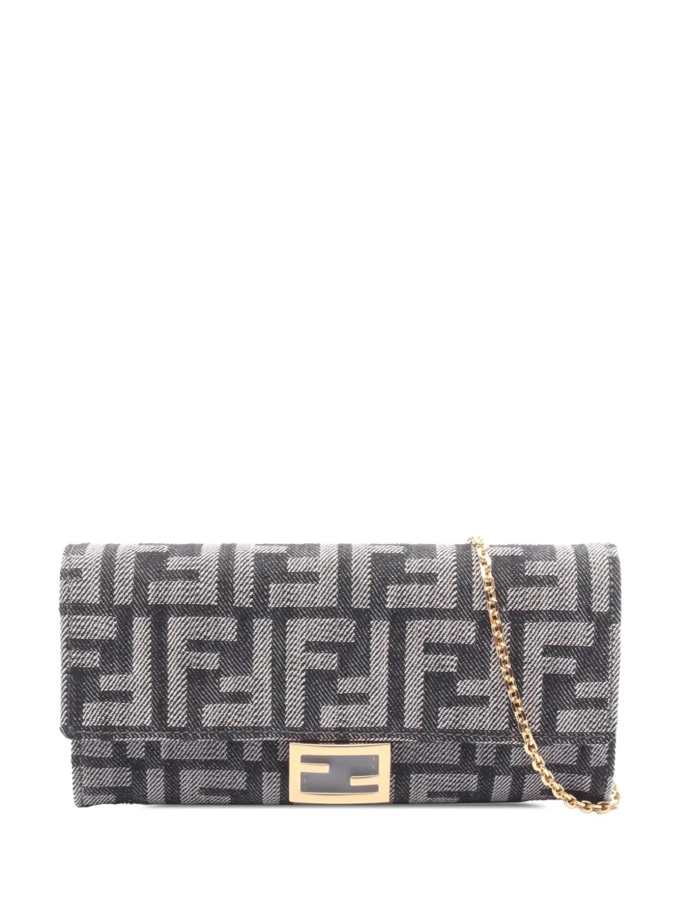 2010-2026 FF Jacquard Denim Wallet on Chain crossbody bag