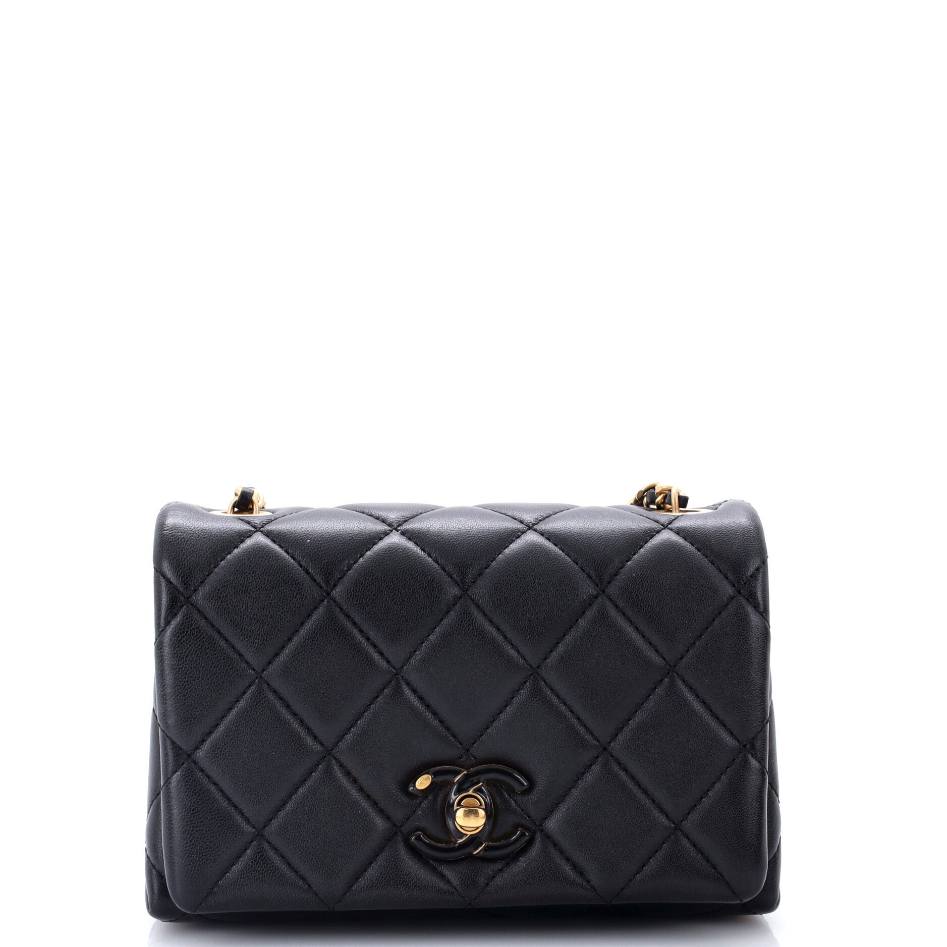 Enamel Multi CC Chain Flap Bag Quilted Lambskin Mini