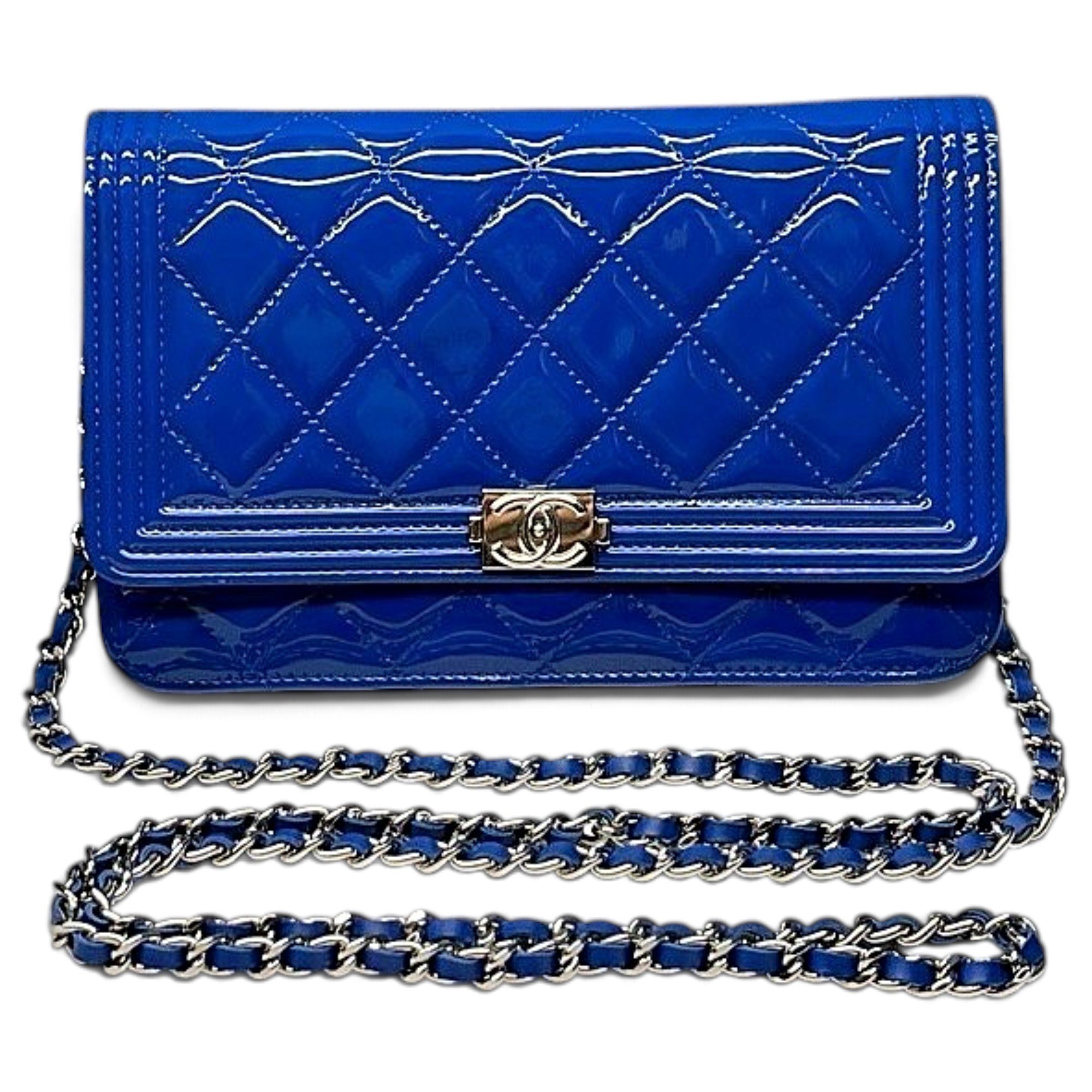 Wallet On Chain Boy Half Flap patent leather crossbody bag