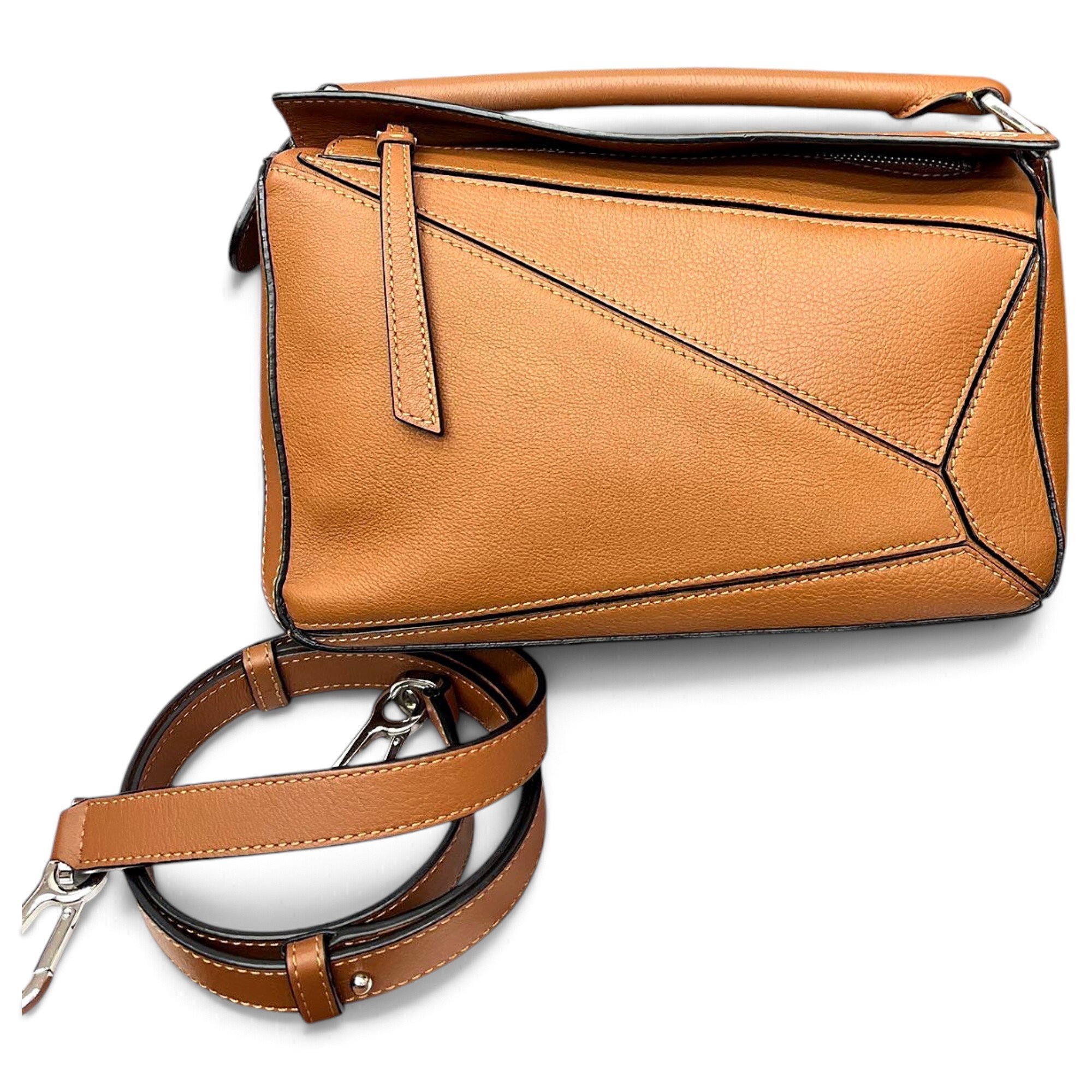 Puzzle leather handbag