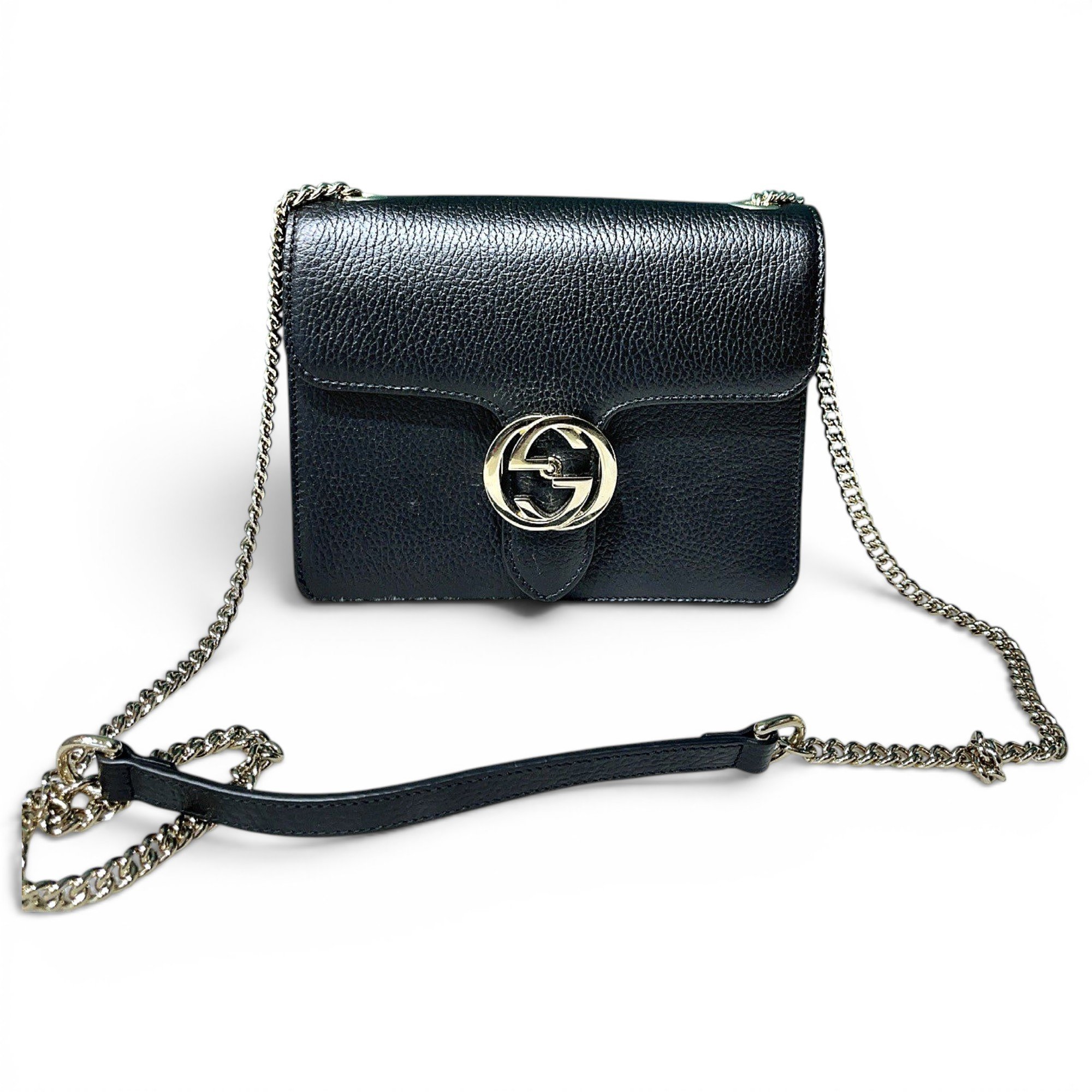 Interlocking leather handbag