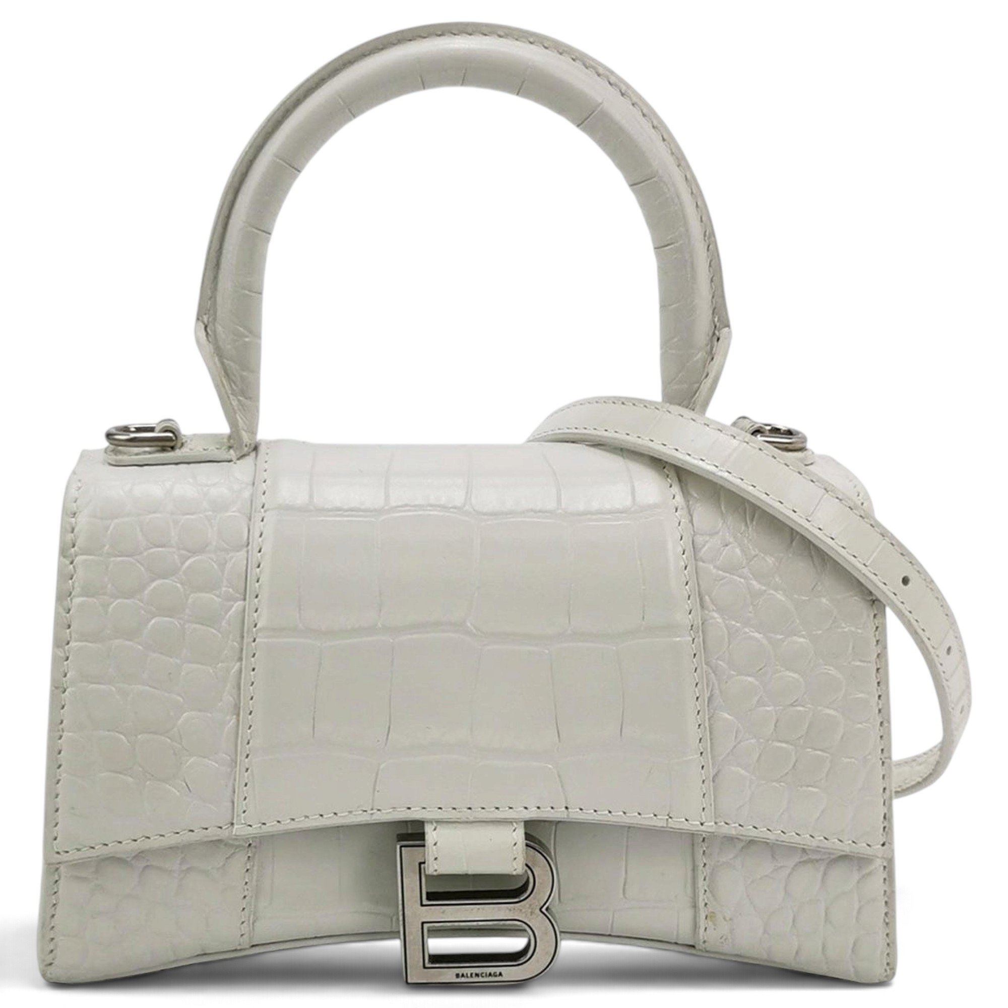 Hourglass leather handbag