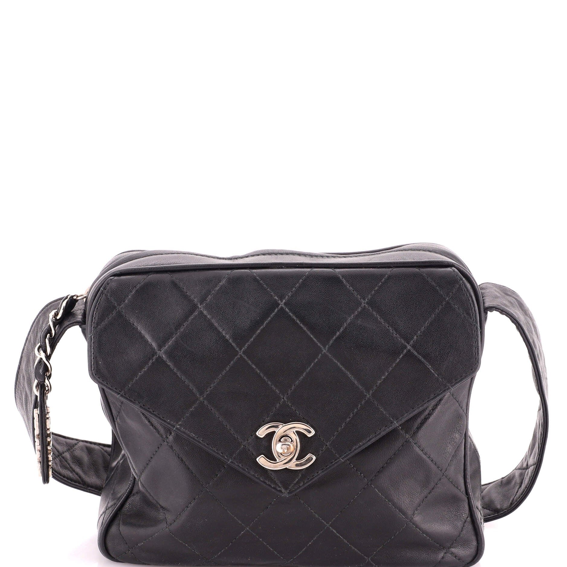 Vintage Envelope Front Pocket Camera Shoulder Bag Quilted Lambskin Small