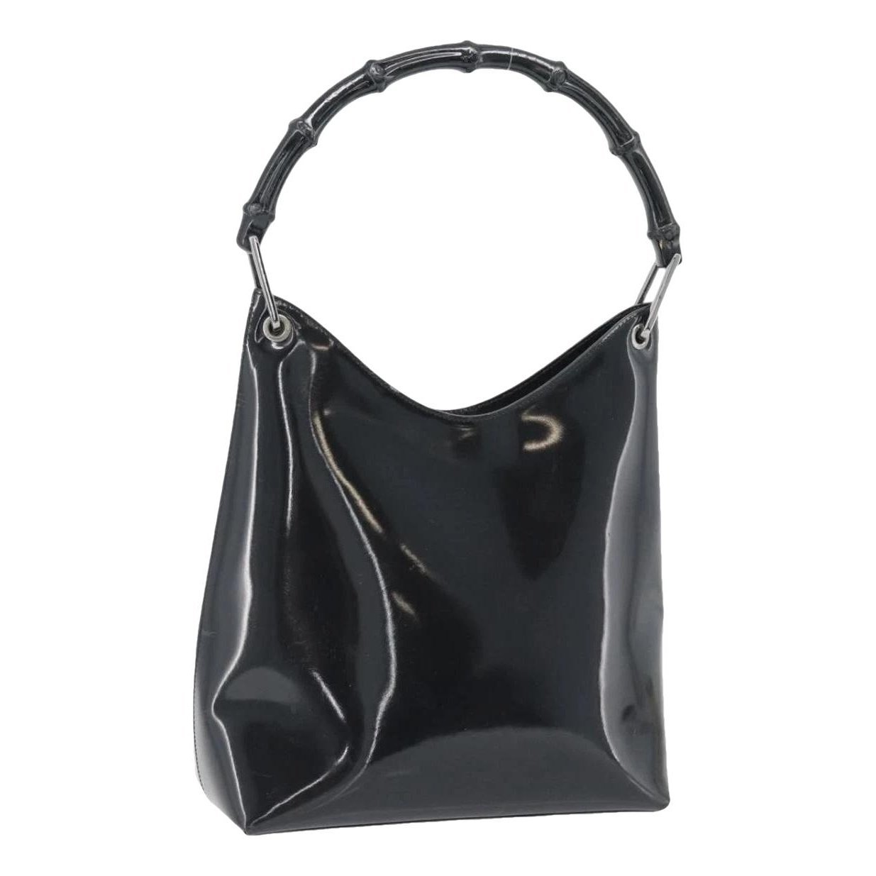 Bamboo patent leather handbag