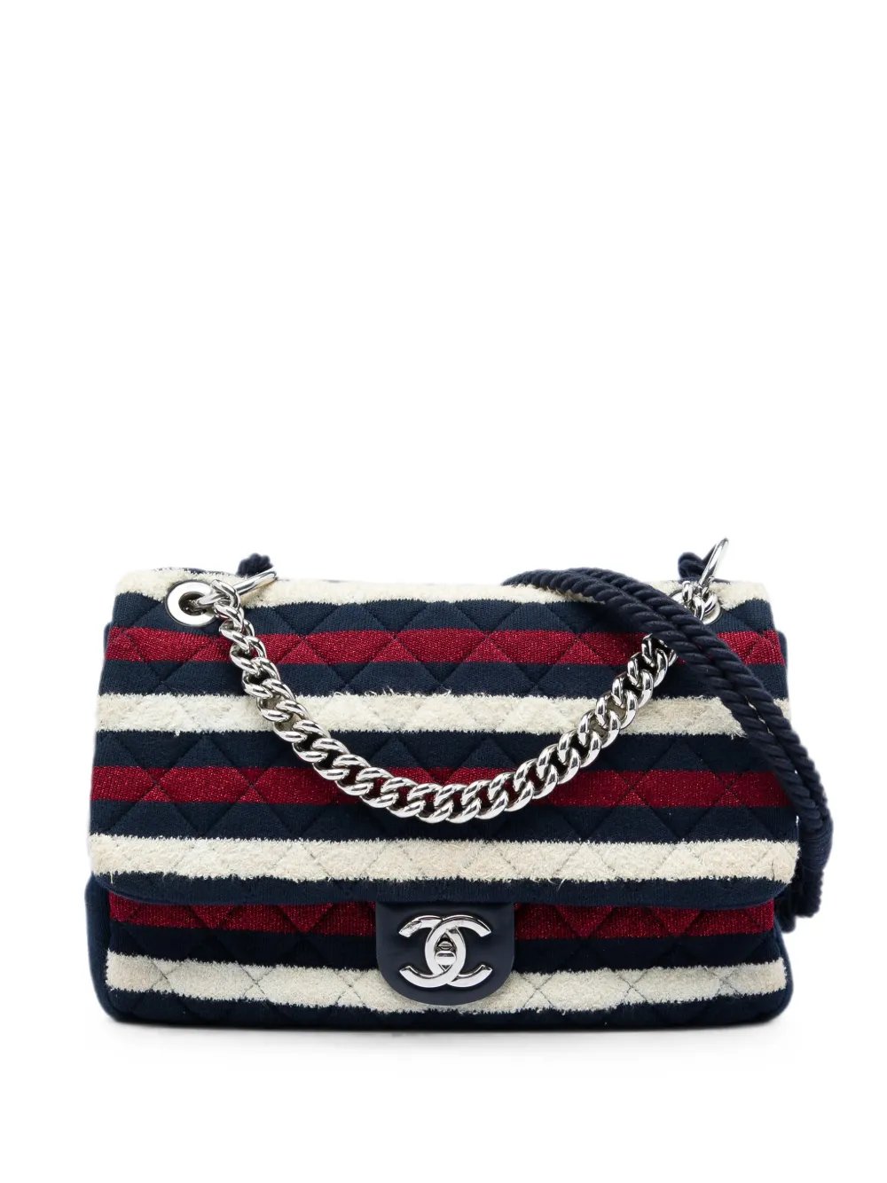 2018-2019 Jumbo Stripe Jersey Felt and Rope Flap satchel