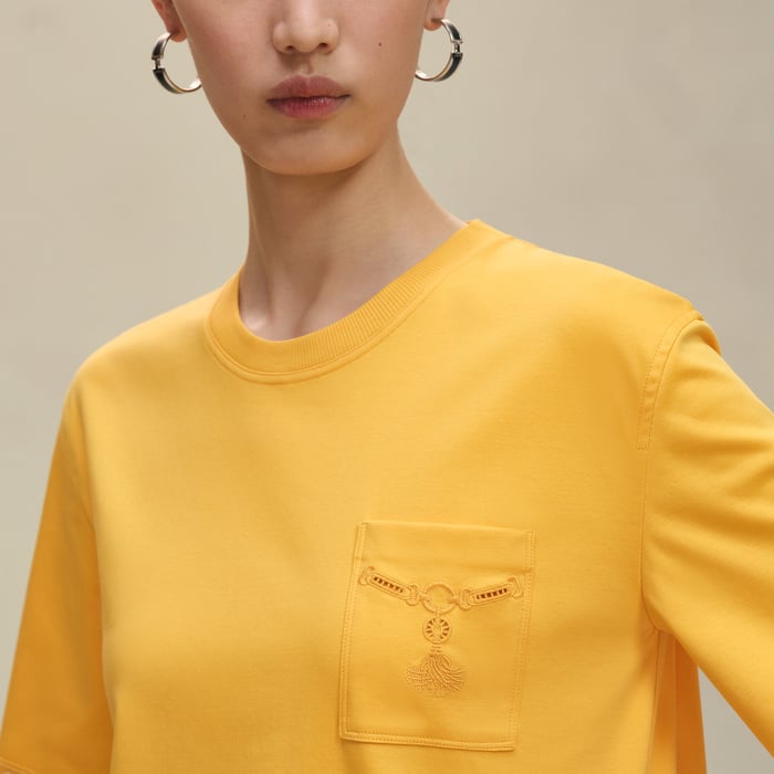 Jaune Mimosa Embroidered Pocket Flared Dress