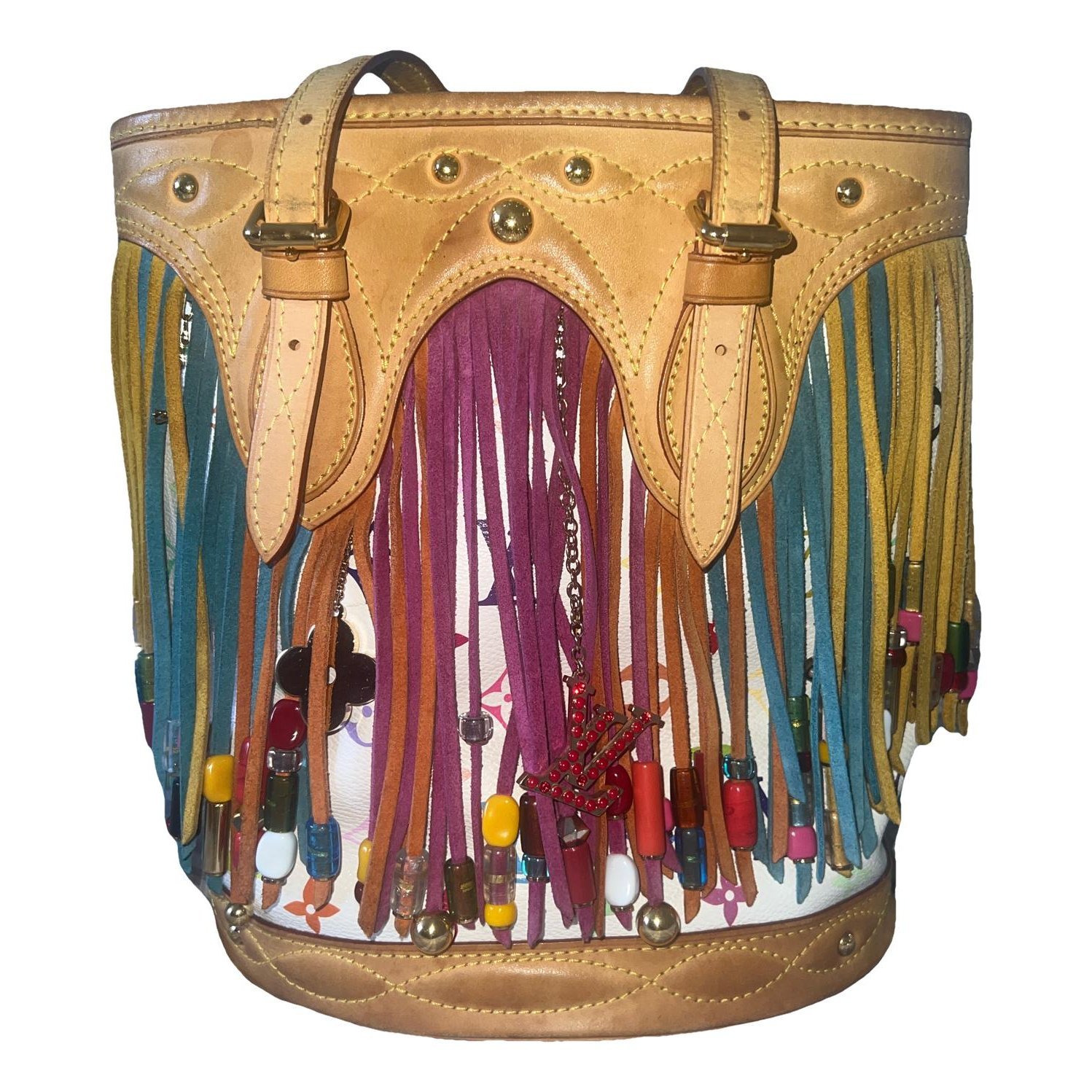 Bucket leather handbag