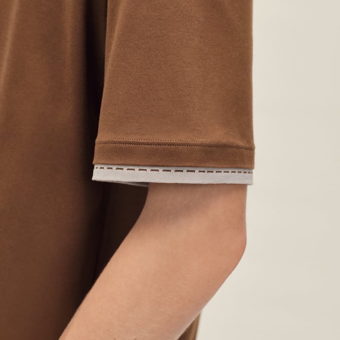 Caramel T-shirt With "Sellier" Detail