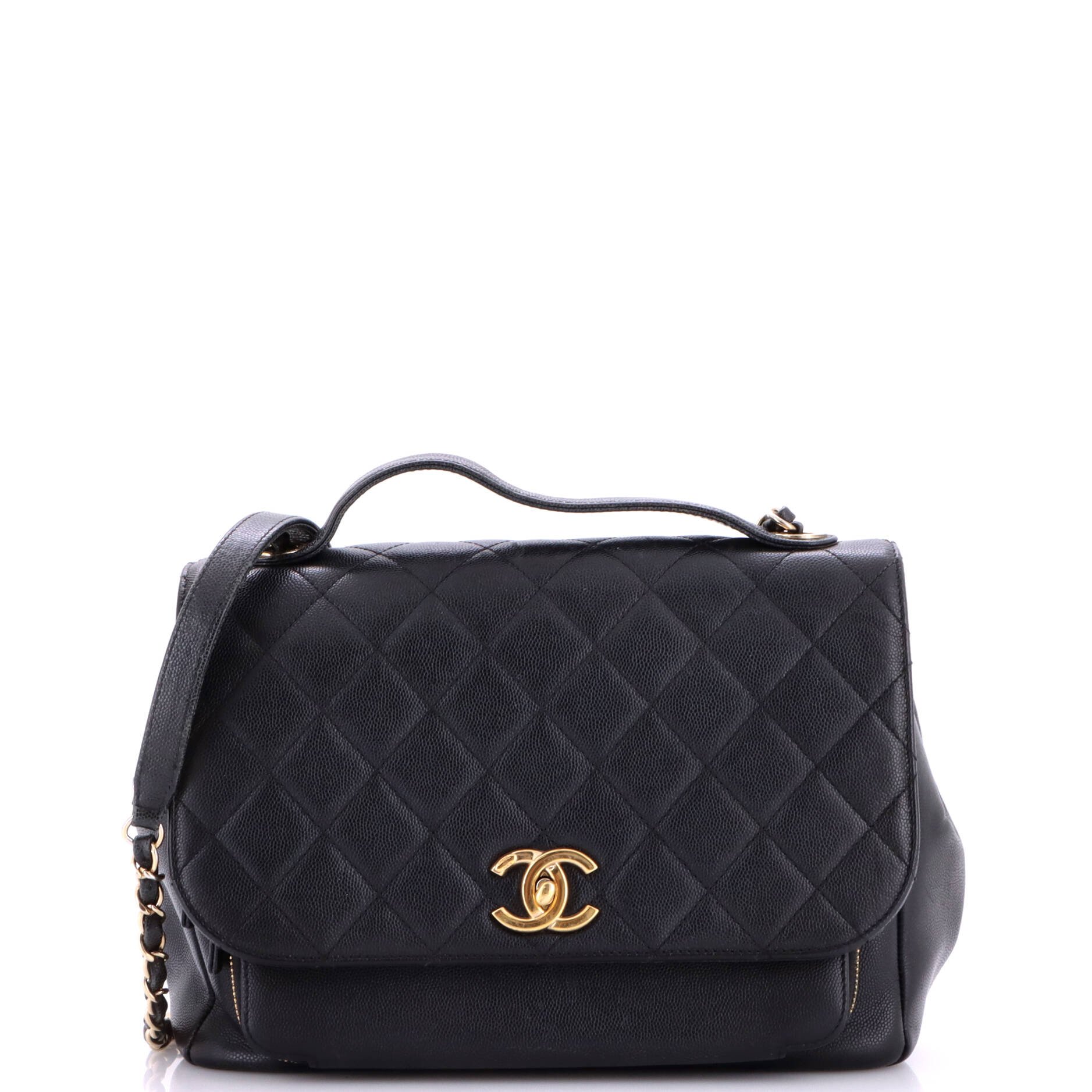 Business Affinity Flap Bag Quilted Caviar Large