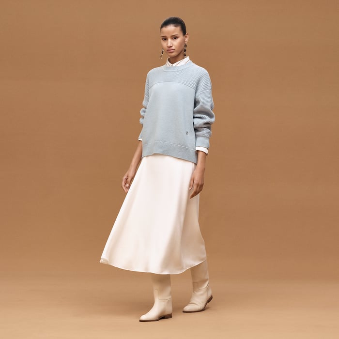 Bleu Dragée Cashmere Long-sleeve Sweater