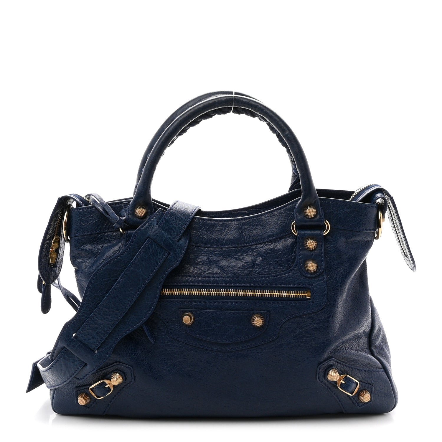 Balenciaga Agneau Giant 12 Gold Hardware Town Bleu Mineral