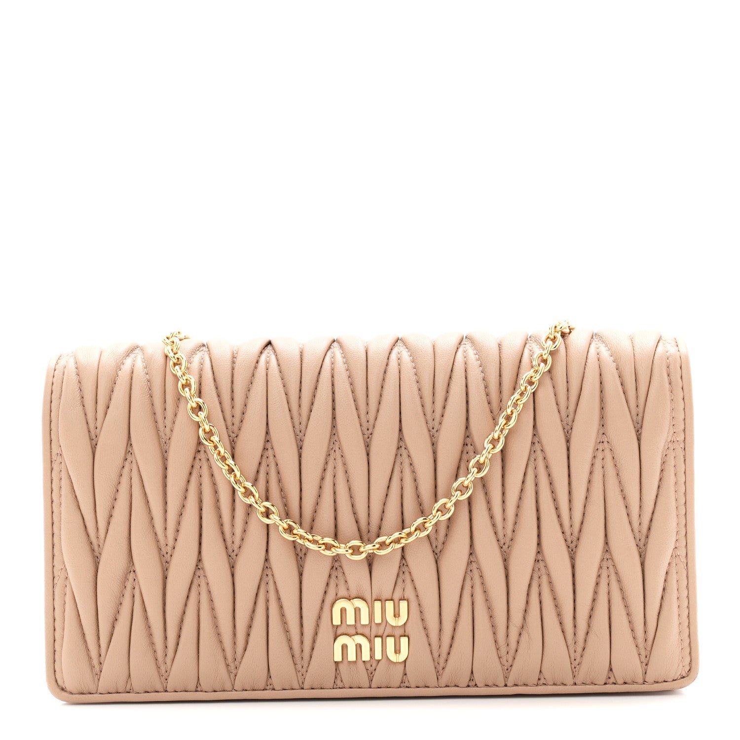 Miu Miu Miu Miu Nappa Matelasse Smartphone Holder With Chain Cammeo