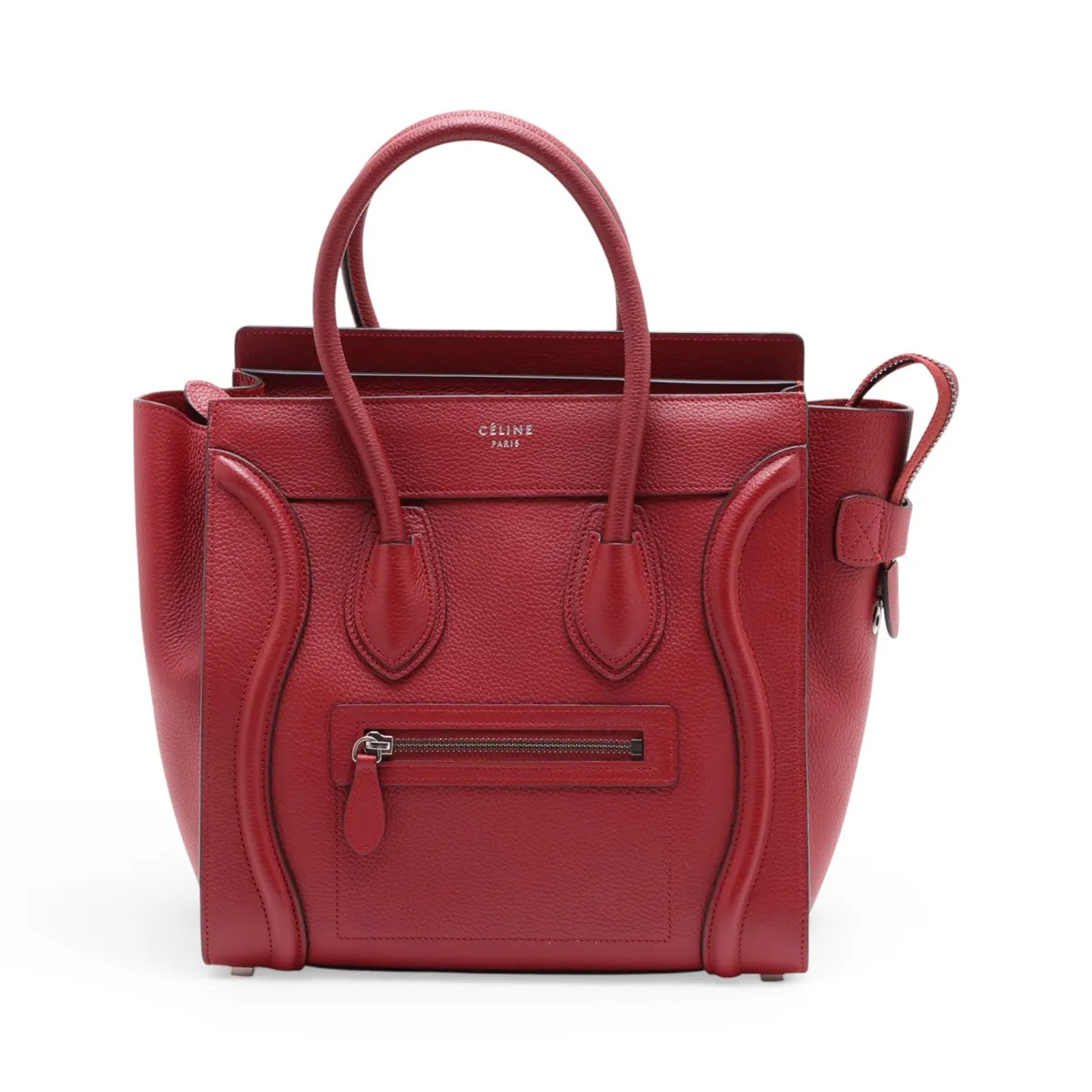 Celine Luggage Micro Shopper Leather Hand bag Red