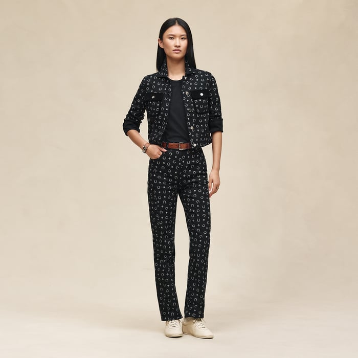 Noir "Porte-bonheur Bandana" Straight Leg Pants