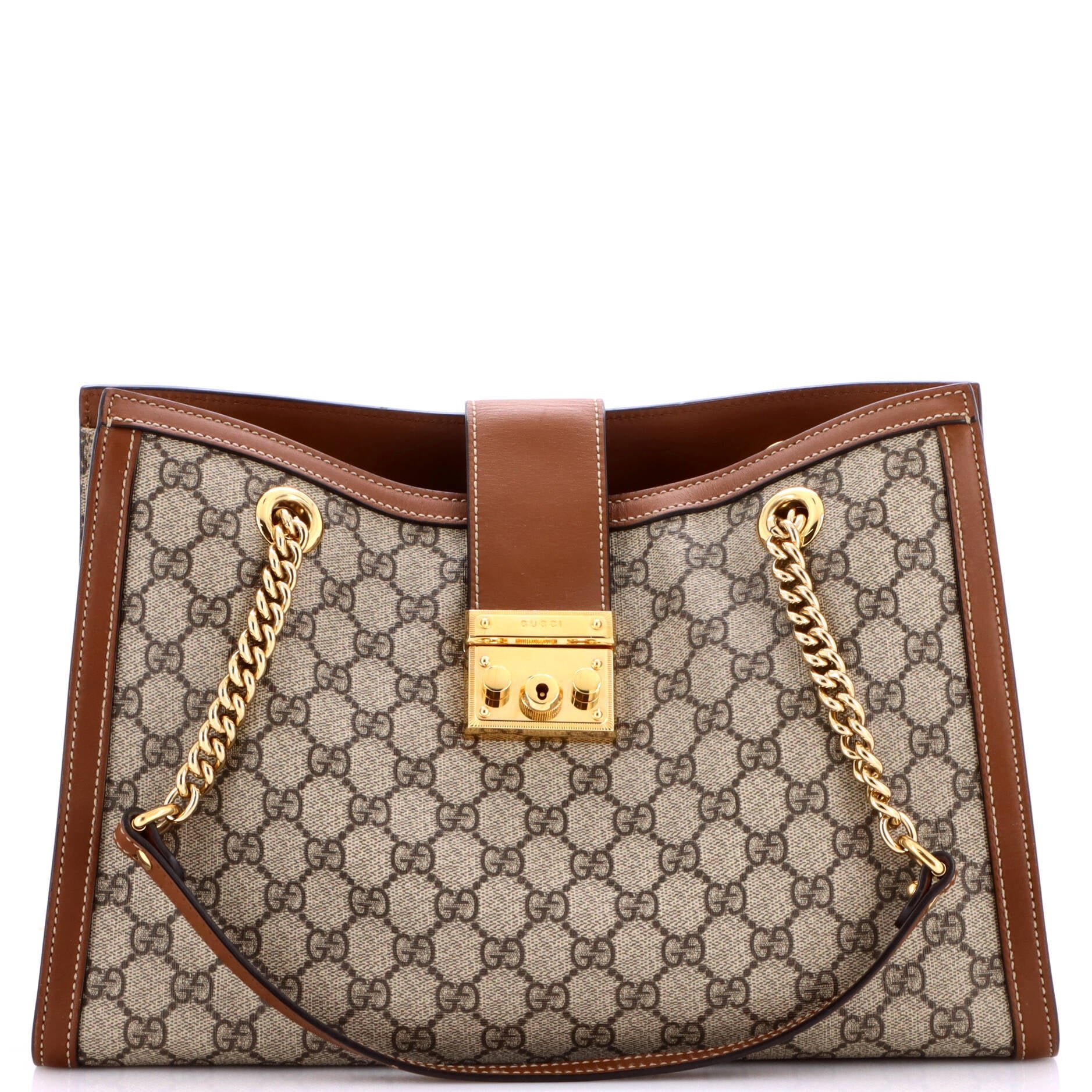 Padlock Chain Tote GG Coated Canvas with Leather Medium