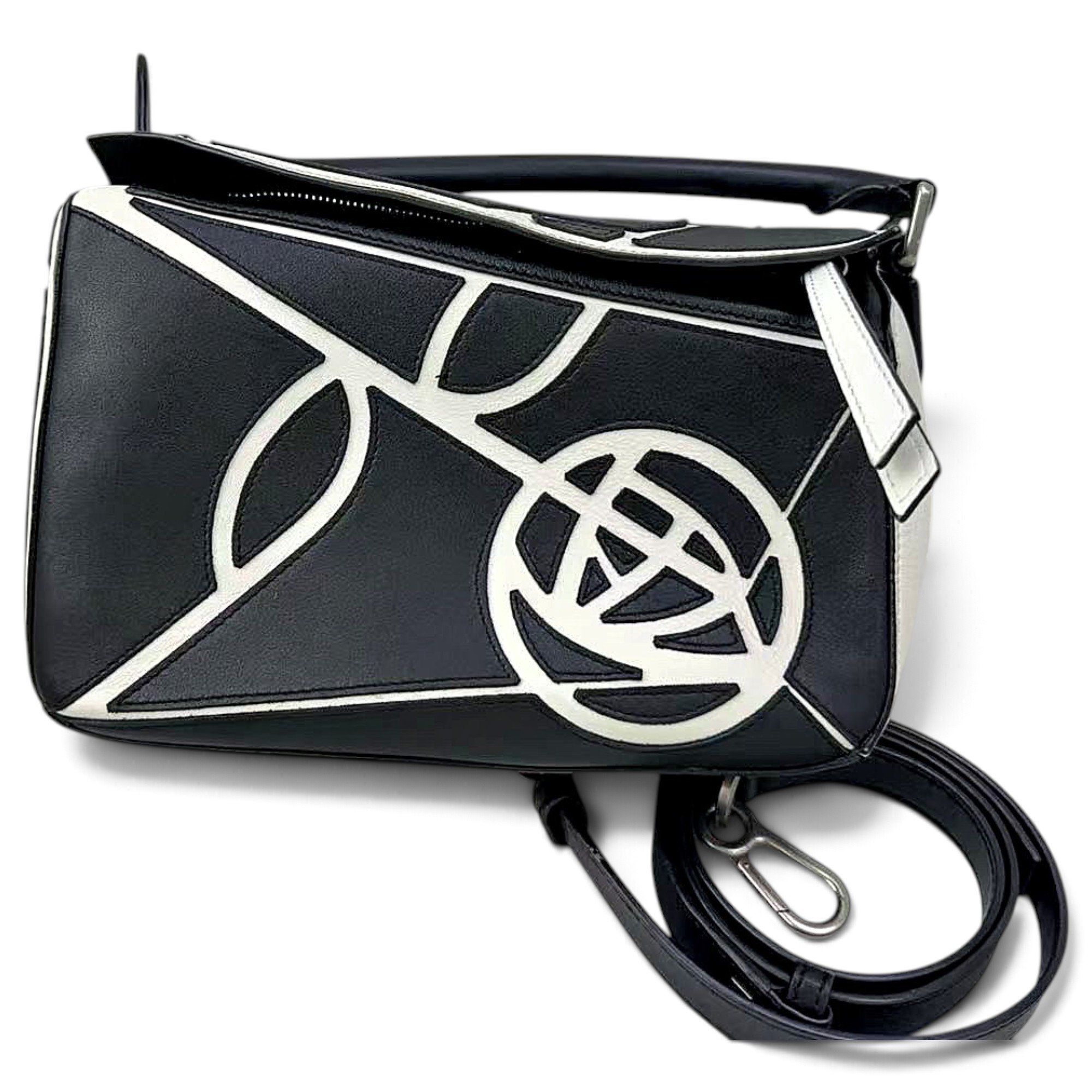Puzzle leather handbag