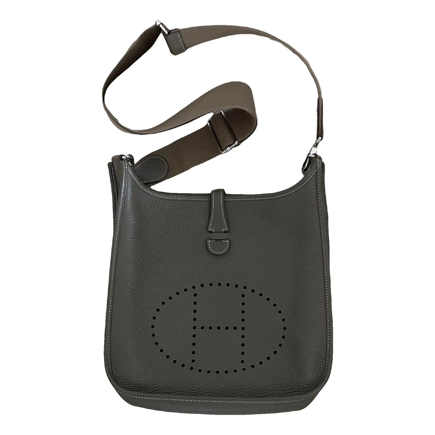Hermes Evelyne Handbag Etoupe Clemence Leather 2014