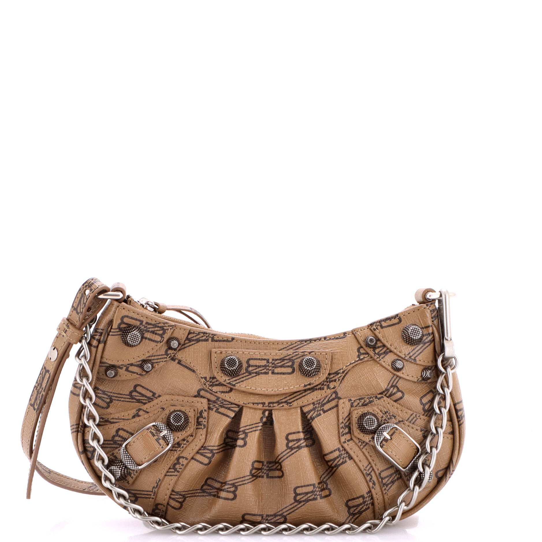 Le Cagole Giant Studs Shoulder Bag BB Monogram Coated Canvas Mini