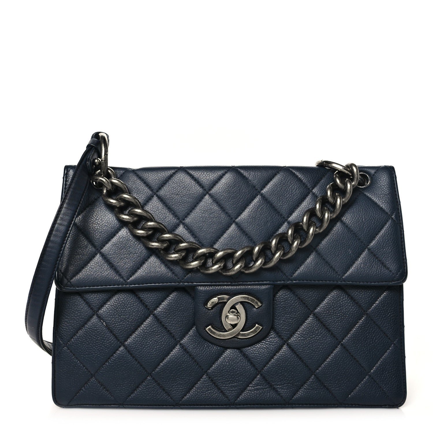 Chanel Caviar Quilted Large Retro Class Flap  Navy
