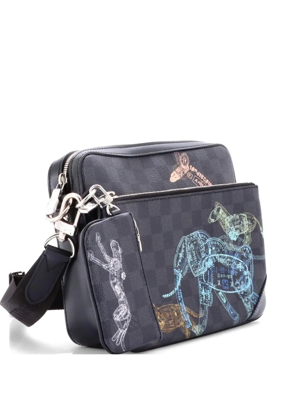 Trio Messenger Bag Limited Edition Wild Animals Damier Graphite crossbody bag