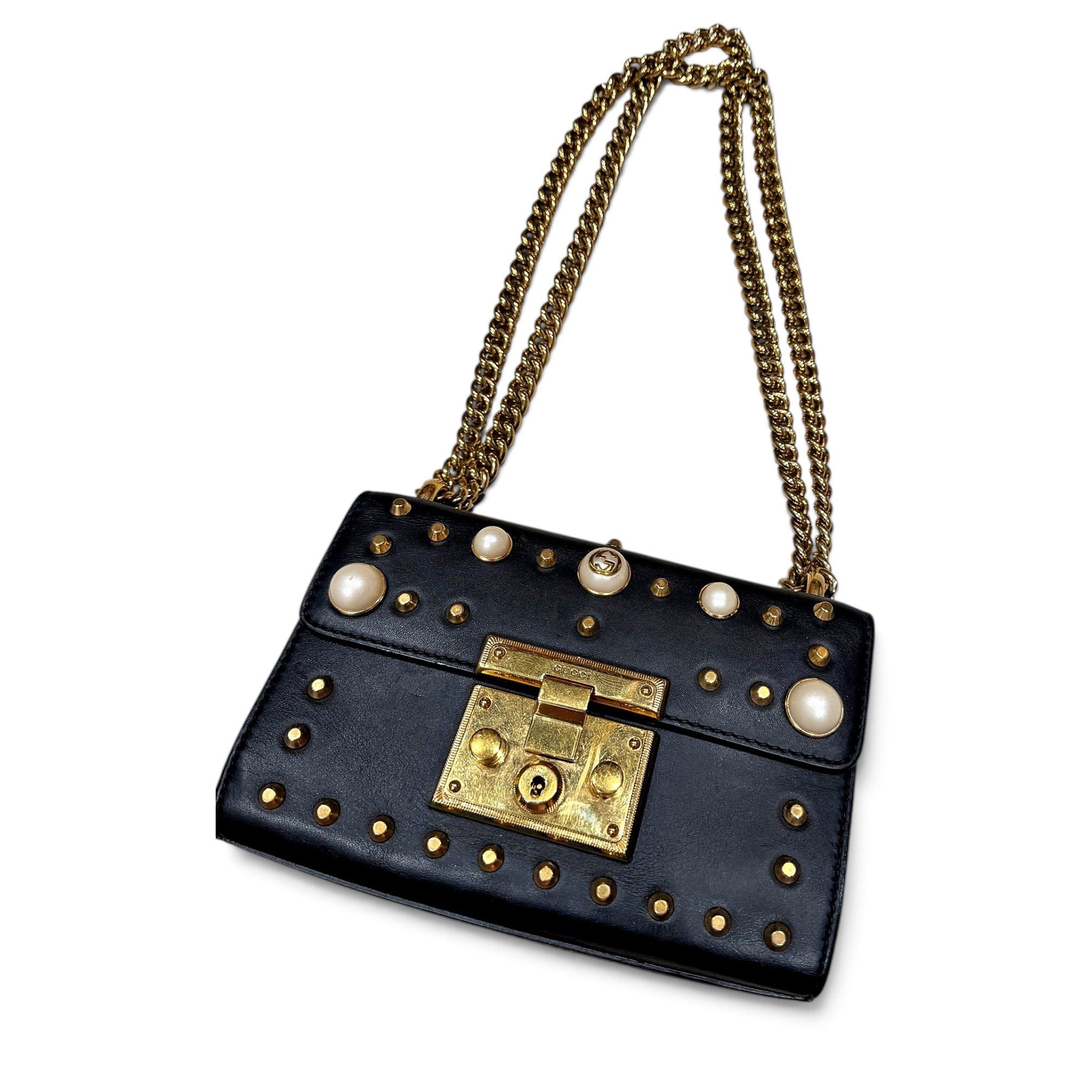 Padlock leather handbag