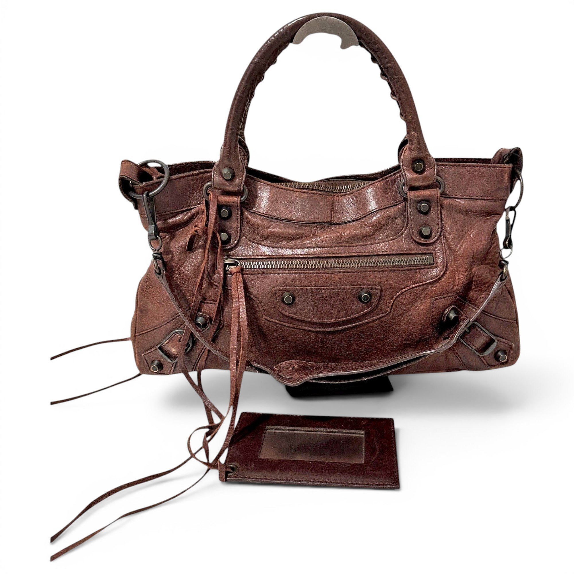 First leather handbag