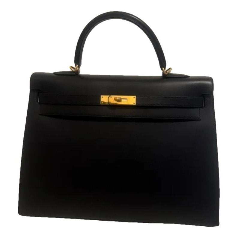 Hermes Kelly 35 Handbag Black Chamonix Leather 2006