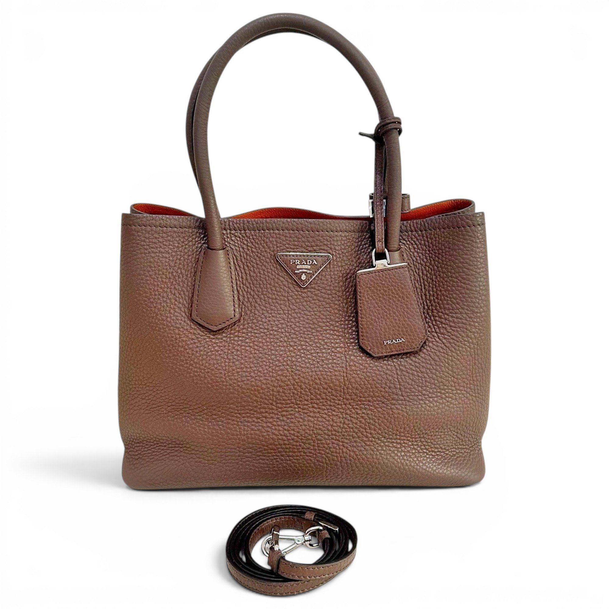 Double leather handbag