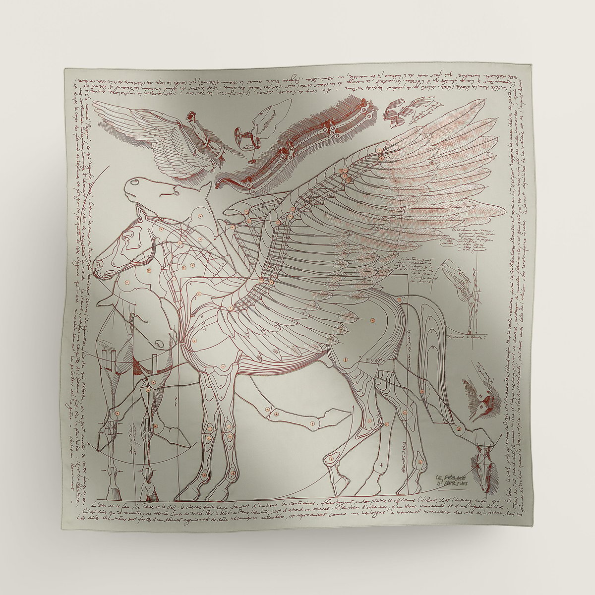 Le Pegase d'Hermès embroidered scarf 90