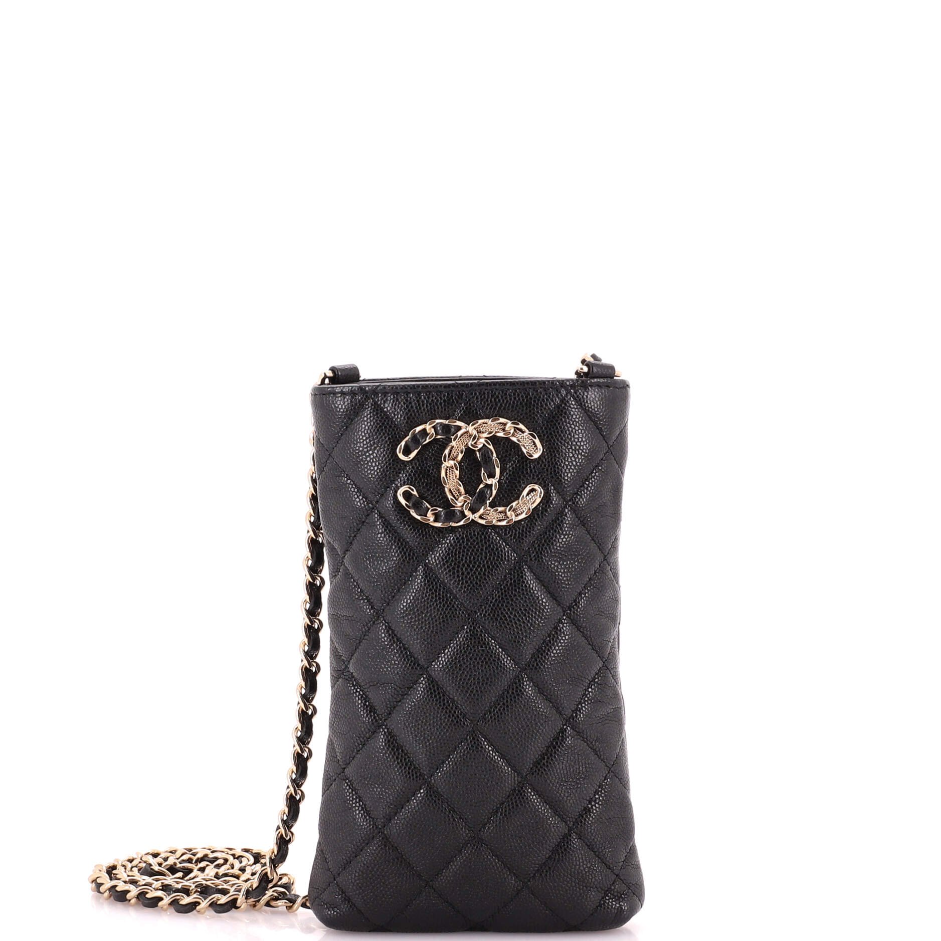 French New Wave Phone Holder Crossbody Bag Quilted Caviar