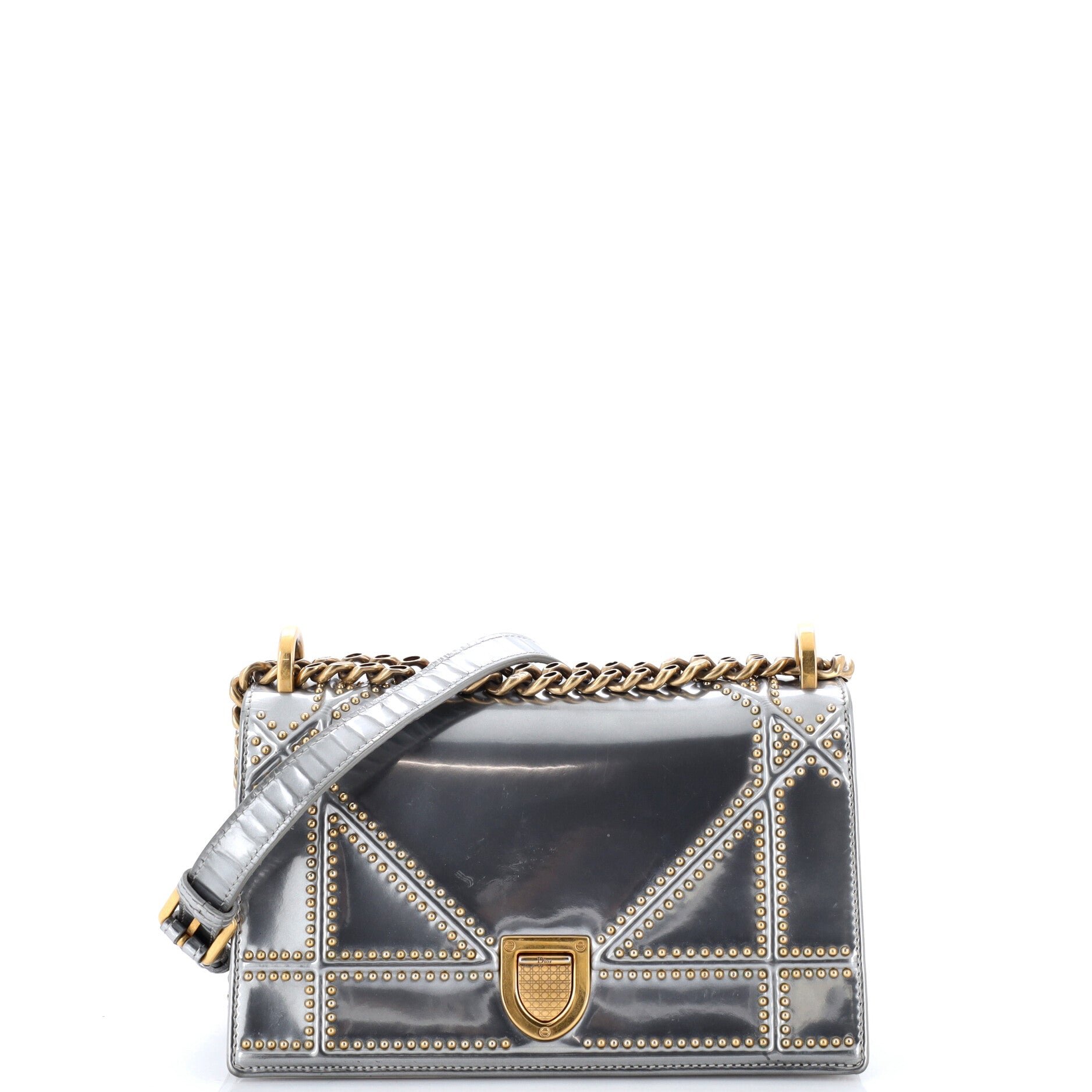 Diorama Flap Bag Studded Patent Small