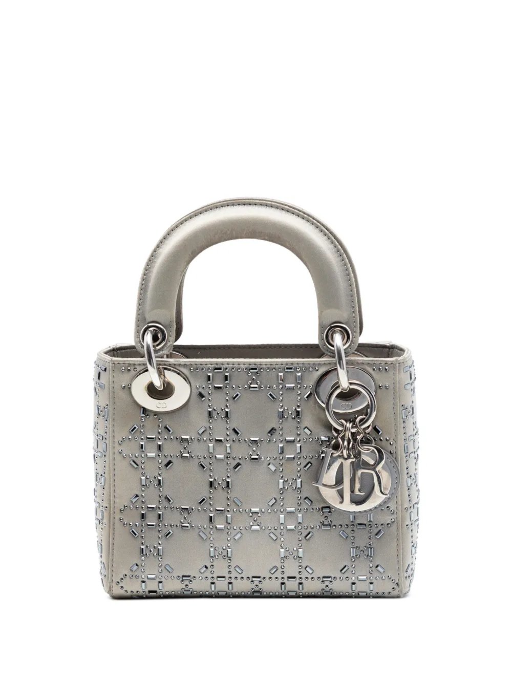 Dior 2018 Mini Satin Cannage Crystal Embellished Lady Dior satchel