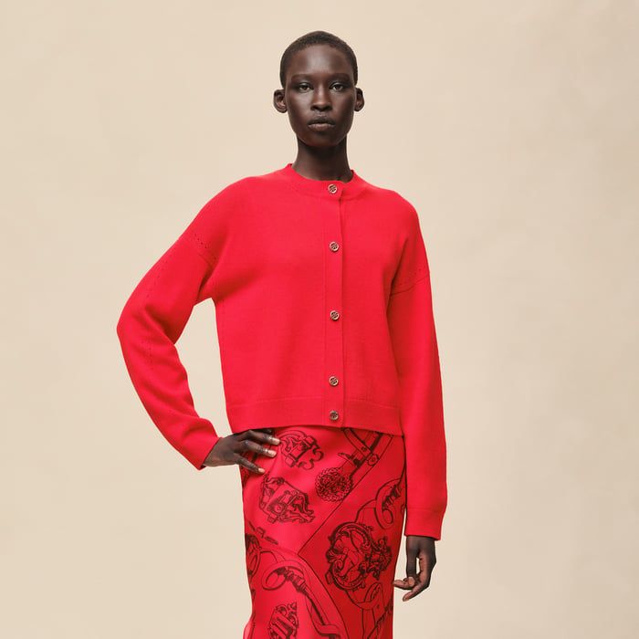 Rouge Amazone Cashmere Long-sleeve Cardigan