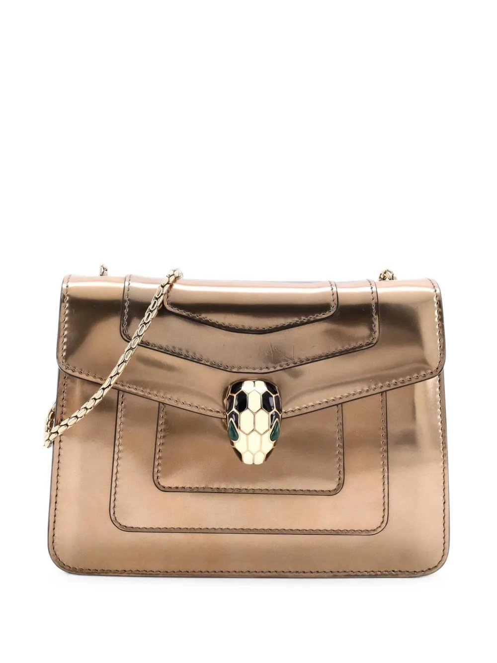 Serpenti Forever Square Metallic Leather Small shoulder bag